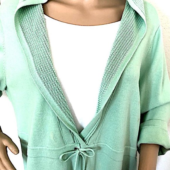 Mint Green CJ Banks Plus Size Hooded Sweater - Picture 3 of 10